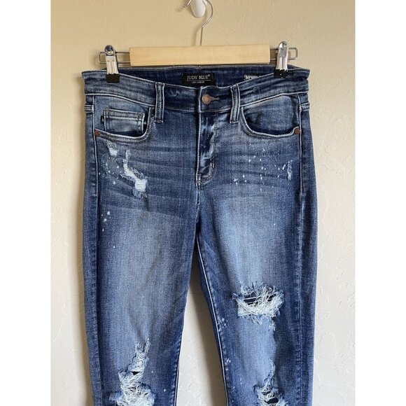 Judy Blue Confetti Boyfriend Fit Distressed Splatter Size 27 Jeans - Picture 3 of 10